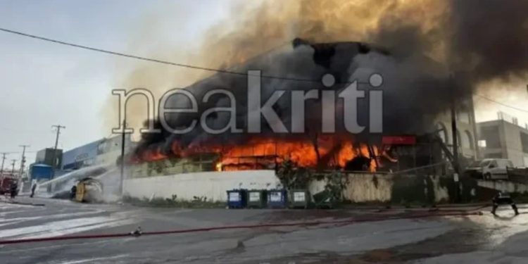 Zjarr i madh në Greqi, shkrumbohet nga flakët fabrika e drurit, qytetarët në alarm