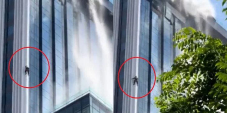 VIDEO/ Po pastronte xhamat i lidhur me litar në ndërtesë, publikohen pamjet nga momentet e tmerrit për punonjësin teksa po binte tërmeti në Myanmar