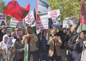 Protesta në mbështetje të Palestinës para Parlamentit në Tiranë, pjesëmarrësit: Rama nuk duhet të përkrahë krimin e Izaelit