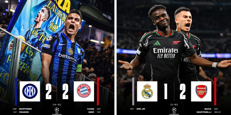 Interi dhe Arsenali sigurojnë një vend në gjysmëfinale të Ligës së Kampionëve