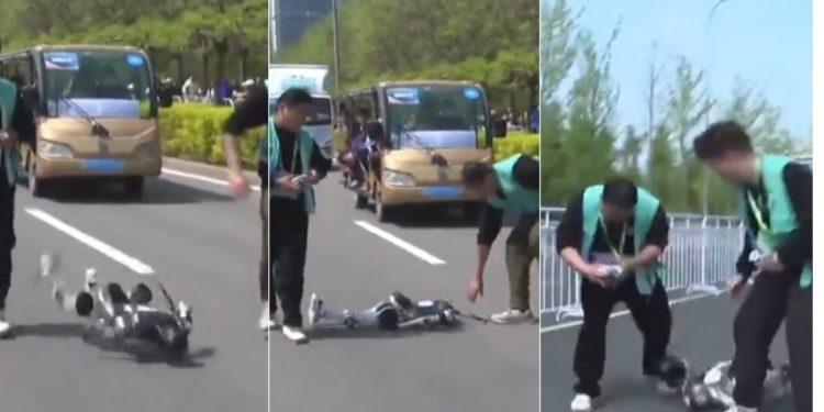 Maratona ku vrapuan krah për krah me njerëz në Kinë – momenti kur dy nga robotët “i tradhtuan këmbët”