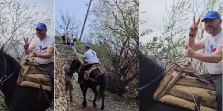 Incidenti në takimin elektoral në Ostren/ Xhelal Mziu shfaqet mbi kalë duke kërkuar vota: Derë më derë si në kohën e Skënderbeut
