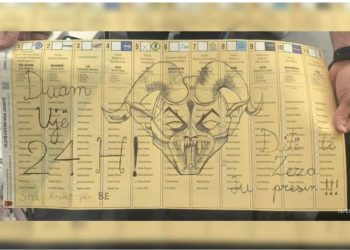 Votoi PS-në, por emigranti ka disa ankesa, vizaton edhe fytyrën e djallit në fletën e votimit: S’na rr*het për BE! Ditë të zeza ju presin