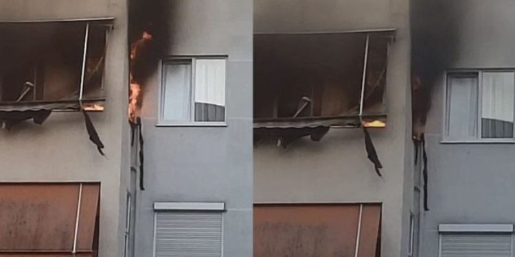 VIDEO/ Përfshihet nga flakët një apartament në Astir