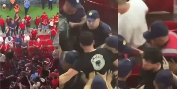 Policia nxorri tifozin nga stadiumi, Berisha poston videon: As në Beograd nuk ndodh…