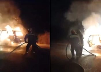 VIDEO/ Makina përfshihet nga flakët në mes të rrugës në Tiranë, tymi përshkon ambientin