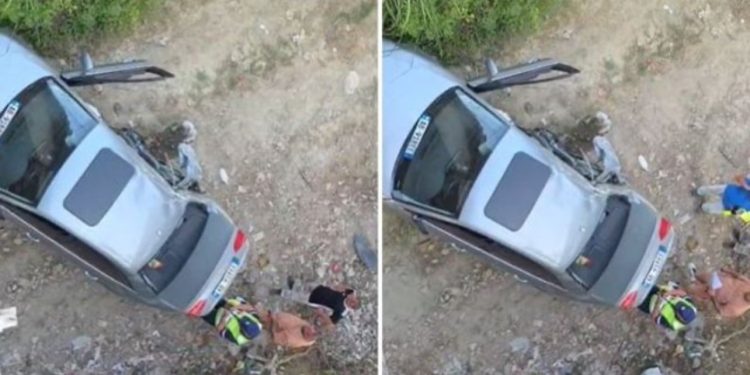 Aksident në aksin Peqin-Elbasan, automjeti humb kontrollin dhe bie nga ura