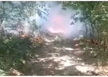 FOTO/ Përfshihet nga flakët makina në Belsh, mjeti shkrumbohet totalisht