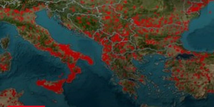 Nga Spanja në Greqi e Shqipëri, i gjithë Mesdheu po digjet, NASA publikon imazhet satelitore