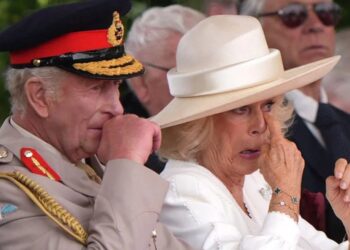 104-vjeçari veteran prekënd Mbretin Charles dhe Camilla-n, lot gjatë ceremonisë përkujtimore të Luftës së Dytë Botërore.