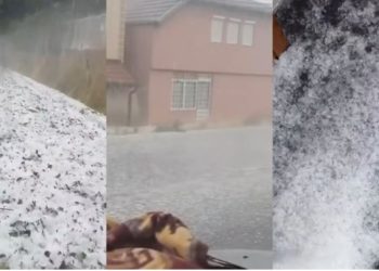 VIDEO/ Reshje të dendura shiu dhe breshëri shkaktojnë përmbytje dhe probleme me qarkullimin në disa zona në Kosovë