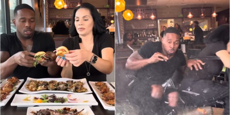 Video dramatike: Çifti i influencerave goditet nga makina ndërsa filmojnë veten duke ngrënë në restorant