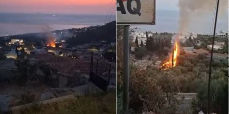 Zjarri shpërthen në varrezat e Dhërmiut, rrezikon ullishtet përreth