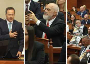 Betohet Kuvendi: Fotografi të deputetëve, të qeshura, protesta, pankarta, gabime dhe incidente në seancë.