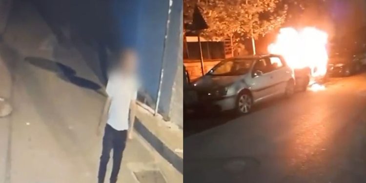 Dogji makinën e një gruaje 43-vjeçare në Tiranë, autori është arrestuar ndërsa kamerat dokumentojnë momentin e ndodhisë.