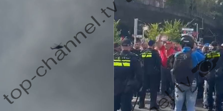 Video-lajm: Çfarë ka ndodhur jashtë Gjykatës Speciale? Policia holandeze e shqetësuar nga shqiptarët, helikopteri fluturon mbi Hagë.