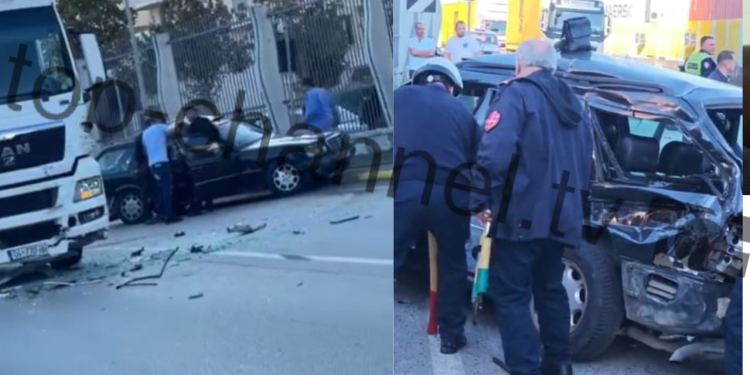 Aksident në portin e Durrësit, makinë e përplas kamionin dhe një çift pëson lëndime.