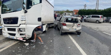 Kamioni godet një Toyota në aksin Lezhë-Shkodër, një i lënduar dhe ngjarje me trafik të bllokuar.