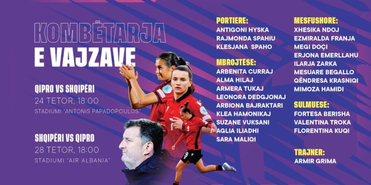 Liga e Kombëve për femra: Dy "ndeshjet vendimtare" ndaj Qipros, trajneri Grima publikon listën me 23 lojtarët e thirrur.