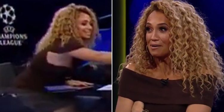 Video/ Incident në studio: Fustani i prezantueses grishet gjatë transmetimit live, kamerat e kapin momentin.