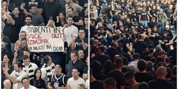 Video/ Konfrontime të dhunshme dhe të turpshme ndërmjet serbëve pro dhe anti-Vuçiç gjatë ndeshjes së basketbollit