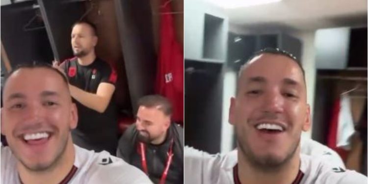 Video/ Manaj realizon gol, Shqipëria gëzon. Sulmuesi kuqezi ndan atmosferën energjike në dhomat e zhveshjes pas triumfit historik në Serbi.