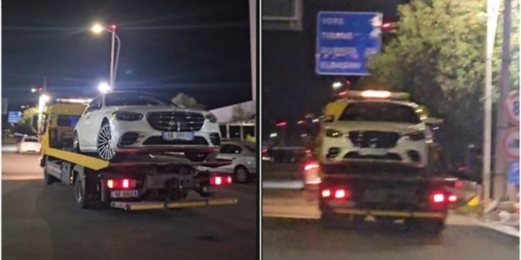 Pesë orë nga atentati që tronditi vendin! Policia largon automjetin luksoz tip “Mercedes Benz S” nga vendi ku mbeti i vrarë Gilmando Dani dhe u plagos rëndë miku i tij