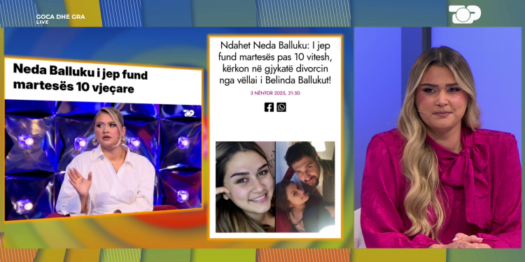 Neda Balluku flet për divorcin me bashkëshortin: Nuk është hera e parë që përballemi me këtë situatë.