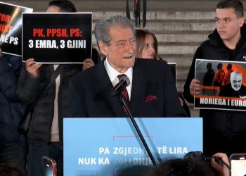 Protesta e Partisë Demokratike para Kryeministrisë, Berisha mba fjalim.