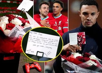 Real Madrid dhe Alexander Arnold nderojnë Diogo Jotën, një homazh për portugezin në Anfield.