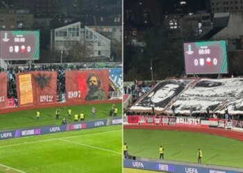 VIDEO/ Festat e nëntorit hapen një ditë më herët në Prishtinë, ndeshja Drita-Shkëndija nis me këngën e himnit kombëtar…tifozët e ekipeve ofrojnë një shfaqje atraktive.