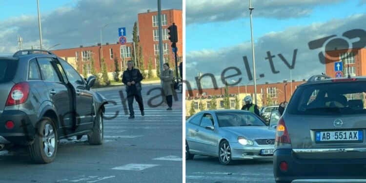 Foto/ Aksident në kryqëzimin e ish-sheshit Shqiponja në Tiranë, përplasje mes dy automjeteve
