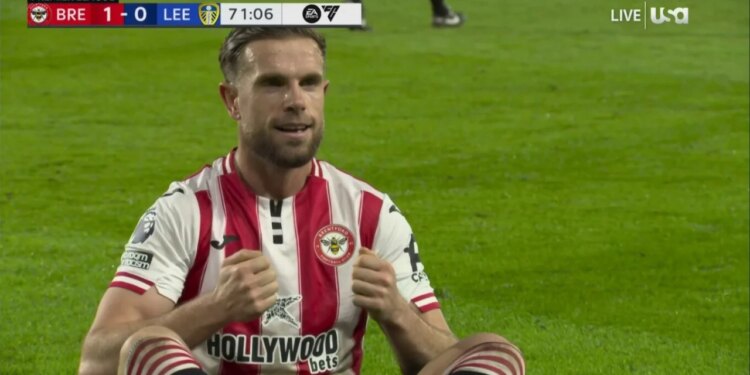 Jordan Henderson realizon golin e parë në Premier League pas katër vitesh, duke ia dedikuar atë të ndjerit Diogo Jota.