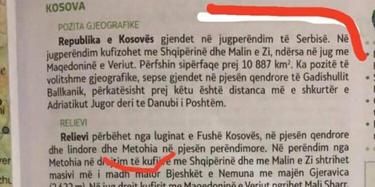 Skandali në librat e gjeografisë në Maqedoninë e Veriut: Aleatët e Kurtit pranojnë termit "Metohi" për Kosovën.
