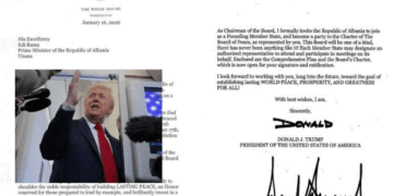 Donald Trump i dërgon një letër formale kryeministrit Rama: Ftesë për Shqipërinë si anëtar themelues në Bordin e Paqes.