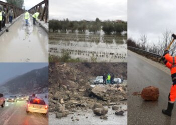 LIVE/ Përmbytje të shkaktuara nga reshjet dhe bllokime për shkak të borës, situatë e vështirë në disa qarqe. Lumi Vjosa del përsëri nga shtrati.