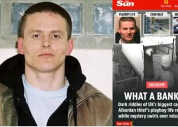 Grabitja prej 53 milion stërlinash, The Sun: "Bankieri" nga Tropoja jeton si playboy në Tiranë me një të dashur milionere.