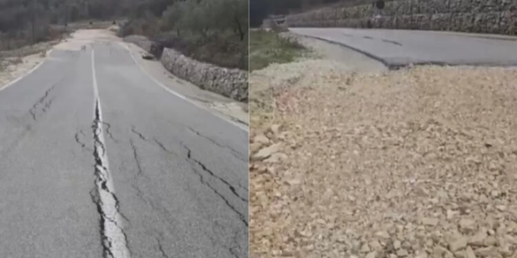 Rruga Vllahinë-Poçem pëson dëmtime, asfalti ç’ahet dhe mjeteve u vështirësohet qarkullimi.