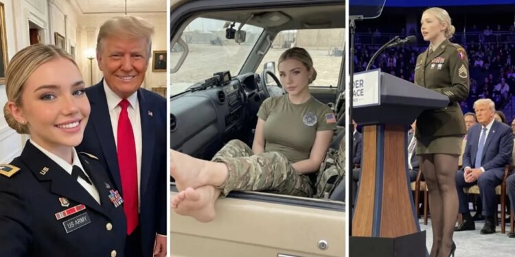 Foto/ Ushtarja amerikane që shoqëronte Trump, e njohur si ‘vajza e ëndrrave’ për shumë, nuk është reale.