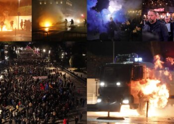 LIVE/ PD: Protestë 3-orëshe me molotovë, fishekzjarre dhe flamurin gjerman. Berisha dëmtohet në sy nga spray. 6 policë të plagosur.