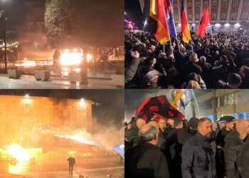 LIVE/ Protestuesit lëshojnë Molotovë dhe fishekzjarrë drejt Kryeministrisë, ndjekin drejt Bashkisë së Tiranës, policia apelon për ndalimin e sulmeve.