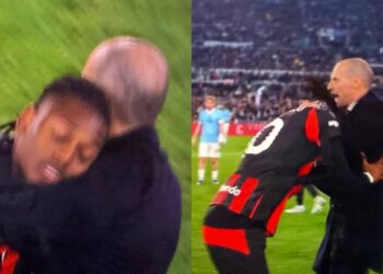 Leao shfaq nervozizëm, heq dorë nga zëvendësimi dhe e shtyn Allegrin me forcë.