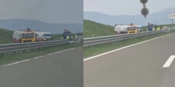 Aksident në autostradën “Ibrahim Rugova”, autoboti me lëndë djegëse del nga rruga