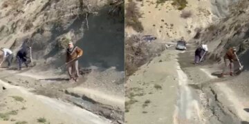 Banorët e dy fshatrave të Përmetit, të bllokuar prej muajsh, detyrohen të hapin rrugën vetë me lopata