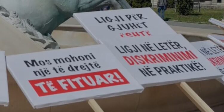 "Legjislacioni i shkruar, diskriminim në zbatim" / Protestë për gjuhën shqipe në Maqedoninë e Veriut, pankartat mbushin Shkupin.