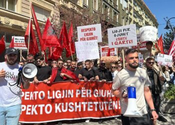 "Ne komunikojmë në gjuhën shqipe, kërkojmë drejtësi" / Studentët shqiptarë në RMV protestojnë për rreth dy orë, duke kërkuar dorëheqjen e Kryeministrit dhe ministrit të Drejtësisë. Institucionet në Tiranë shprehin mbështetje.