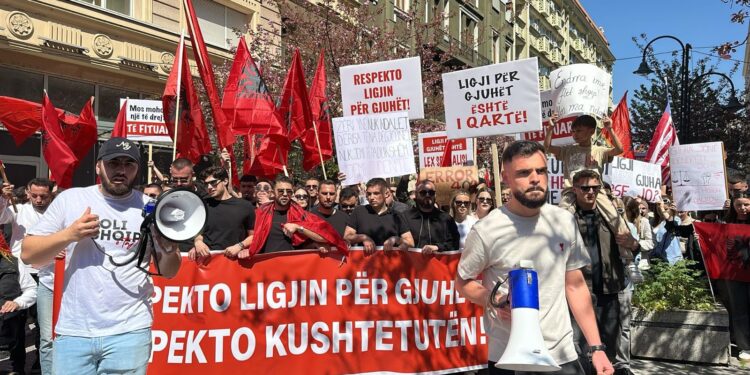 "Ne komunikojmë në gjuhën shqipe, kërkojmë drejtësi" / Studentët shqiptarë në RMV protestojnë për rreth dy orë, duke kërkuar dorëheqjen e Kryeministrit dhe ministrit të Drejtësisë. Institucionet në Tiranë shprehin mbështetje.