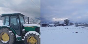 Pranverë me dëborë: Zonat malore të Kukësit zbardhen, pa probleme në qarkullim