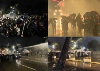 90-minuta protestë motolovë, fishekzjarre dhe gurë ndaj efektivëve; policia kundërpërgjigjet me ujë e gaz, Berisha blindohet nga truprojat