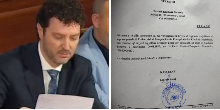 đ„SPAK nxjerr vĂ«rtetimin zyrtar: Kreshnik Ternova nuk Ă«shtĂ« nĂ«n hetim, dokumenti rrĂ«zon pretendimet mediatike